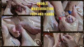 Masturbation with feet and hands in pairs 1080FHD