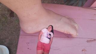 Smell my disgusting feet little woman