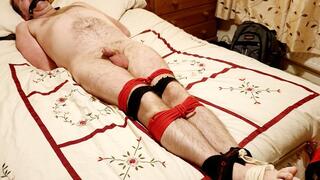 Post orgasm and pantyhose polishing torment on naked bound and gagged man-BBW domination,BBW bondage,male bondage,man in bondage,amateur,naked man tied up,blowjob,post cum play,post orgasm torment,stockings,bound gagged man,tied to bed,handjob,