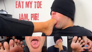 Toe Jam Humiliation - Mistress Enola - Toe jam feeding, toes and soles licking and foot gagging game (FullHD)
