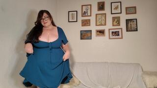 Busty Brunette BBW Milf Teases in Sexy Flirty Dress