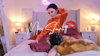 Scarlett's orange satin blouse & red fox fur coat pillow fuck