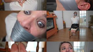 Claire chair tied, tightly tape gagged and toes tied torment (mp4)