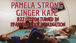 Pamela Strong and Ginger Kate bjj lesson turned in sparring foot domination