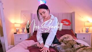Scarlett's white satin blouse & raccoon fur coat pillow fuck