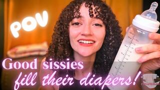 Wet, Mess & Cum in Your Diaper, Sissy! POV