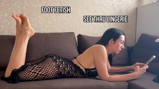 See-Thru Lingerie Dress & Foot Teasing