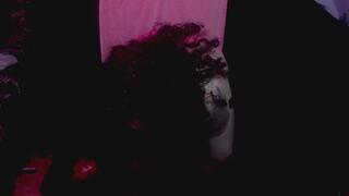 BBW Puts on fishnet thigh highs