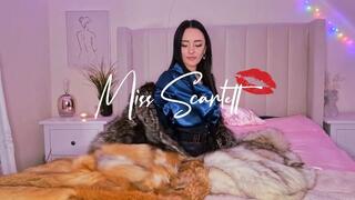 Scarlett's sexy teal satin blouse and fox fur fuck