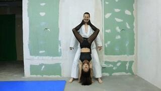 Tiffany demonstrates her gymnastics skills