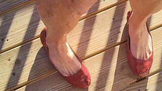 Tempest showing off in red flats