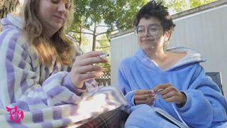 Phoenix and Friends V4 with Carmin trading smokey kisses and making out with some coughing and nose blowing outdoors