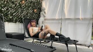 Mistress Mavka made ballbusting on creepy voyeur - [FHD MOV]