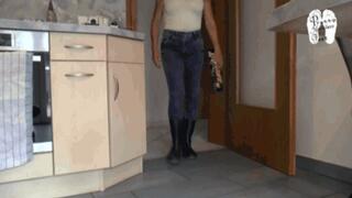 Chocolate Candys crushes under her Wellies