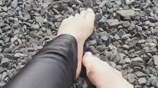 Stepping on the stones and feeling the soles burn