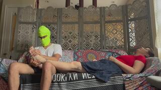 Extreme cum shower, twice, Cat Princess drains guitar teacher after sexy foot massage, natural toejob footjob, full figure pov 2 copy