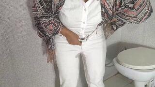 Samara Peeing in Her White Jeans