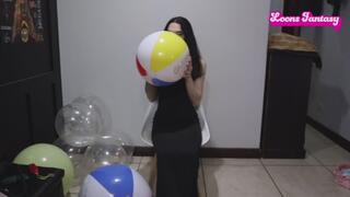 Owllete blows up and rips off small beach ball
