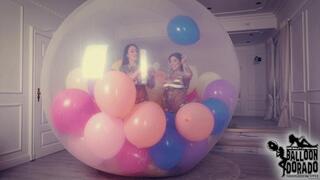 Megan and JJ Blow and Nailpops Unique 16 Balloons inside a Climb in Balloon 4K UHD version