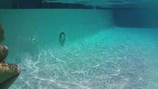 Post breatholding practice underwater swimming in snorkel mask and new swimsuit