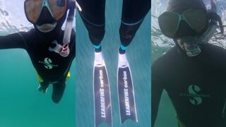 Showing off my carbon freediving Leaderfins