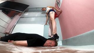 Nike Pro Shorts & Black Mary Jane High Heels FLOOR CAM