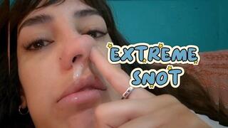 Extreme Snot and Cough in close-up of Alesia Big Nose
