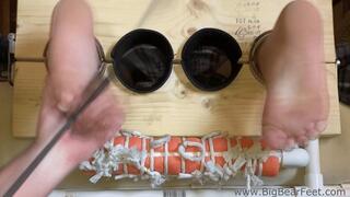 Painful Feet - bastinado and tickling to tender size 13 wide feet