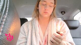 Smoking in the car at Sunrise with Coughing and Nose Blowing Volume 8
