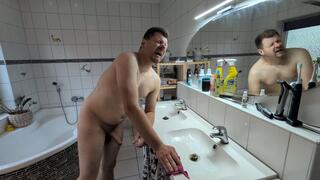 Sneezing while cleaning the Bathroom