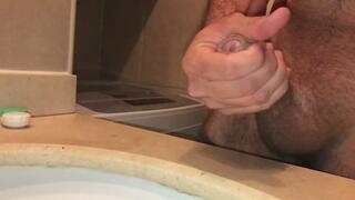 Slow-motion precum and cumshot after one month of chastity