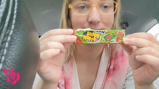 Bubble Gum Bubble blowing in the Car