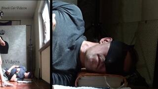 head trampling by Alice in summer sandals (two cameras)