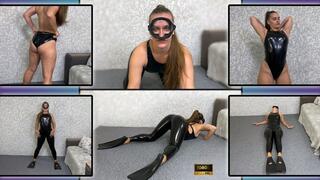 Girl Diver In Latex Outfit Does Sexy Gymnastics 1080 - Ass Worship - Stretching - Fins - Scuba Gear - BEUCHAT Mask - Snorkel - Scuba Diving - Latex Swimsuit - Latex - Foot Worship - Flexible Girl - Workout - Face Fetish - Flippers - Snorkelling