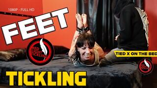 First Time of MIA Hogtied and Tickled | Ticklish Girl Tied Up to the Bed, Oiled and Merciless Feet Tickled with Fingers, Brush and Glove | Intense Foot Tickling | 1080P FULL HD