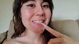 Showing my Long Natural Nails in a close up, scratching and licking!!
