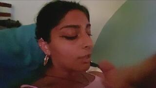 HIJABI South Asian Persian SLUT Gives BLOWJOB and Gets CUMSHOT From BWC Big White Cock