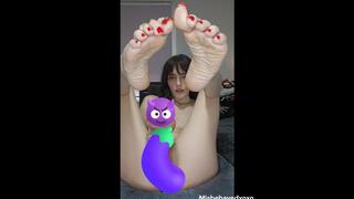 Really stroke it for me. Stroke it for my wrinkly soft soles and cum with me while I fuck my tight wet pussy with this big cock.