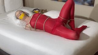 Amy Quinn: Bondage in Red Pantyhose Bodysuit, Camera 2