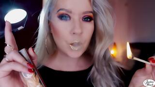 Gold lips on a black 120 cigarette [wmv]