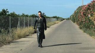 Driving in leather, gloves with a cigarette ORDER a