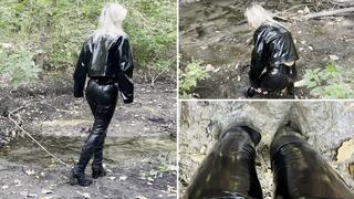 Anastasia getting stuck in shiny outfit and loose her boots