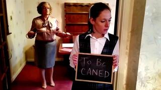 6 of the best - Matilda caned by Headmistress, Miss Iceni with bare bottom caning, scolding, and corner time