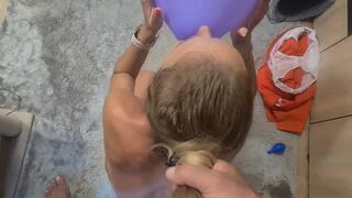 gonzo fuck my hair while i blow up balloons