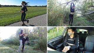 Jade jogging and caught by a villain