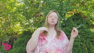 Smoking in the garden and coughing