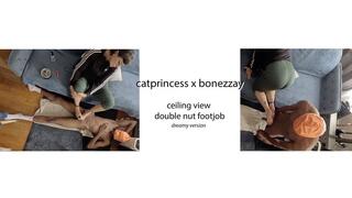 Extreme cum shower, twice, Cat Princess Bonezzay, massage in between, white pedi toejob footjob, facing and Cats face soles pov, combo clip, dreamy version