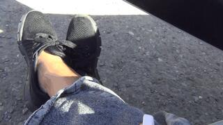 Hard gas in sneakers and barefoot b