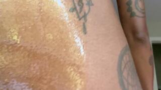 Ebony Brat - Oiled Ass and Pussy with Orgasm from Vibrator