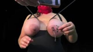 Tits tied and milked marionette